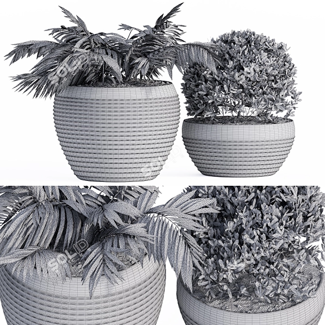 Stylish Black Pot for Outdoor Plants 3D model image 2