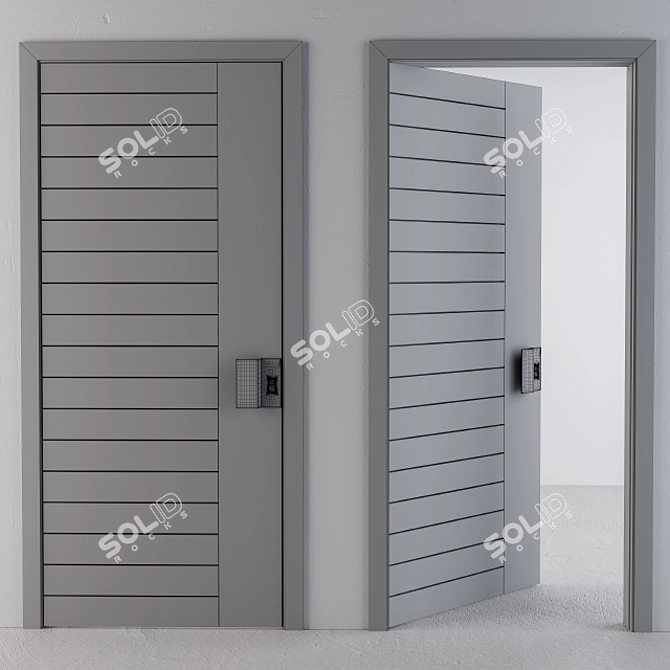 Sleek Wood & Black Door 3D model image 3