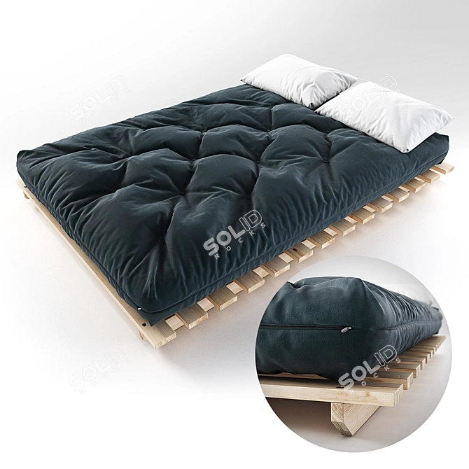 Authentic Japanese Futon: Classic Comfort 3D model image 1