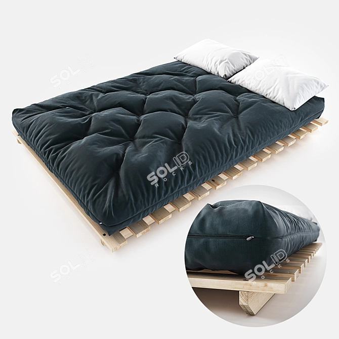 Authentic Japanese Futon: Classic Comfort 3D model image 5