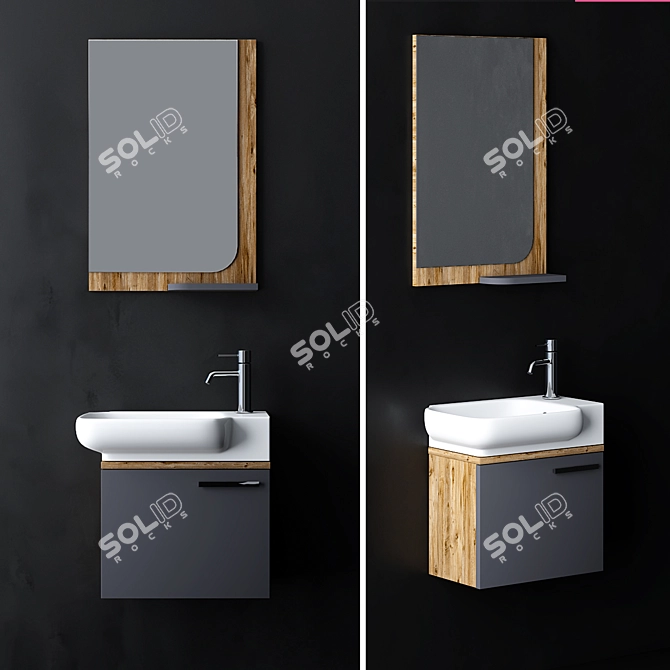 Modern Bathroom Cabinet Set 3D model image 1