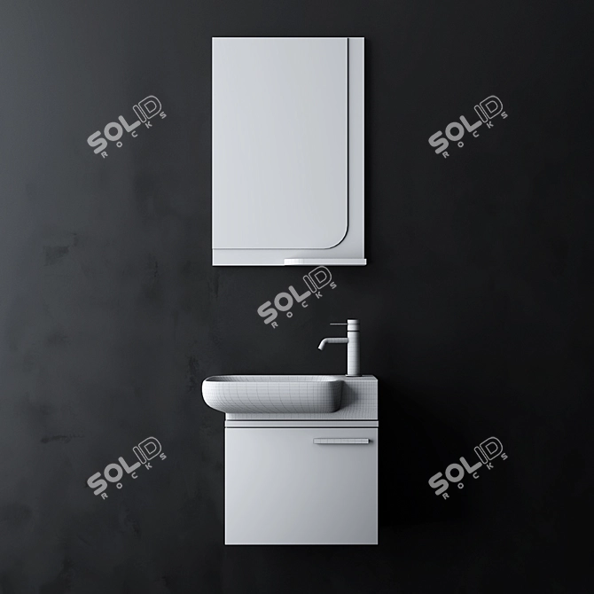 Modern Bathroom Cabinet Set 3D model image 2