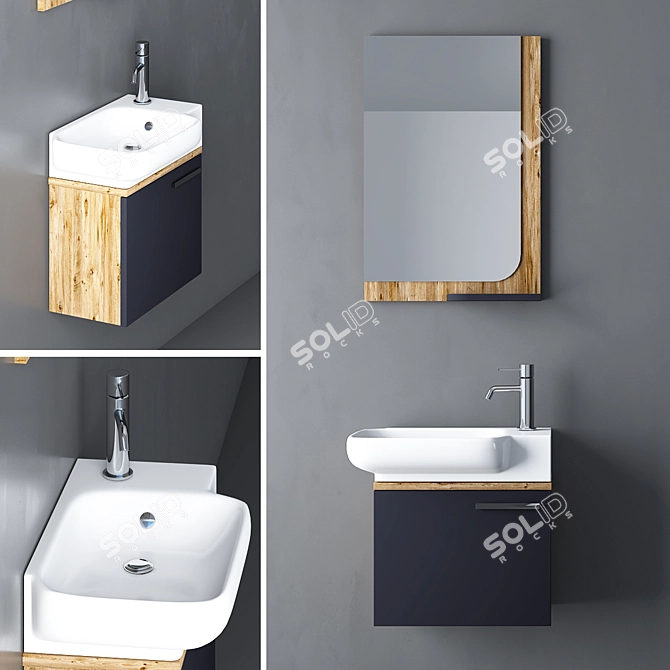 Modern Bathroom Cabinet Set 3D model image 3