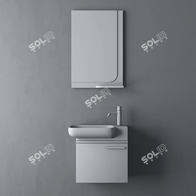 Modern Bathroom Cabinet Set 3D model image 4