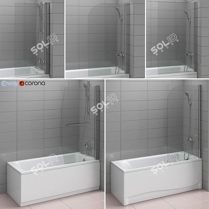 Luxury Bath and Shower Curtains Set 3D model image 1