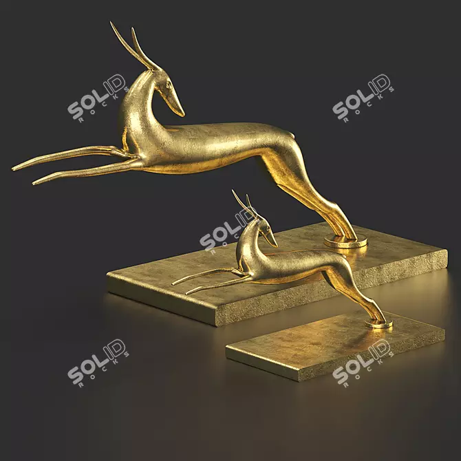 Elegant Gazelle Sculpture 3D model image 2