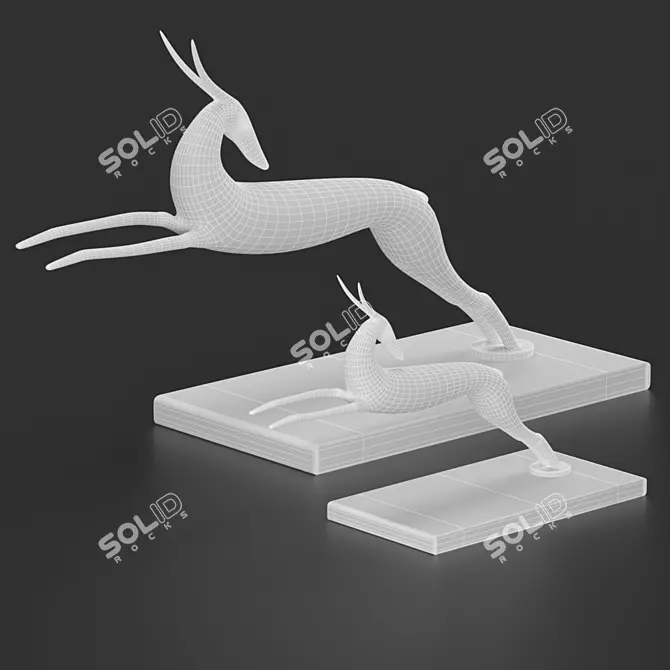Elegant Gazelle Sculpture 3D model image 4