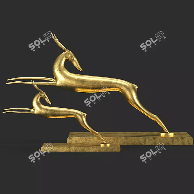 Elegant Gazelle Sculpture 3D model image 5