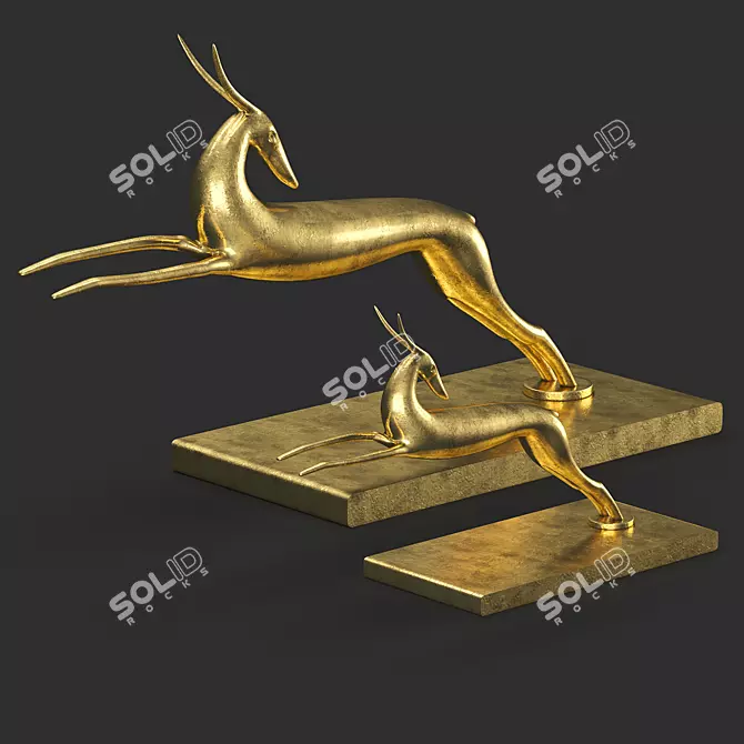 Elegant Gazelle Sculpture 3D model image 6