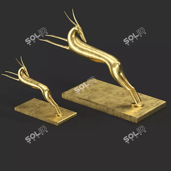 Elegant Gazelle Sculpture 3D model image 7