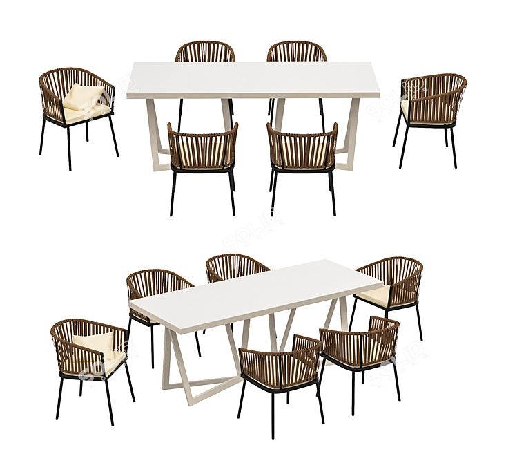 Elegant 4union Dining Set 3D model image 1