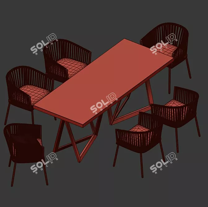 Elegant 4union Dining Set 3D model image 2