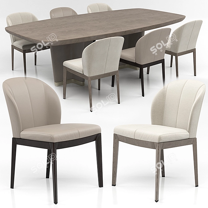 Giorgetti Bigwig Chair and Table Set: Stylish and Functional 3D model image 1