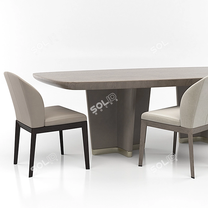 Giorgetti Bigwig Chair and Table Set: Stylish and Functional 3D model image 2