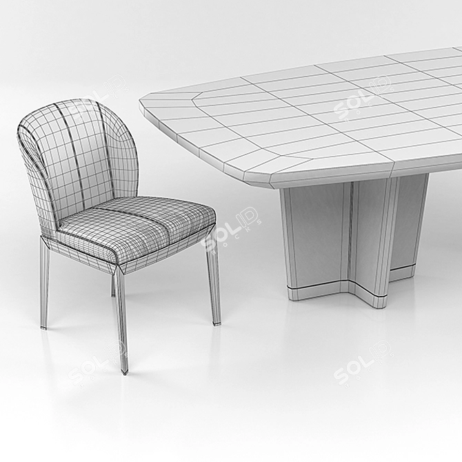 Giorgetti Bigwig Chair and Table Set: Stylish and Functional 3D model image 3