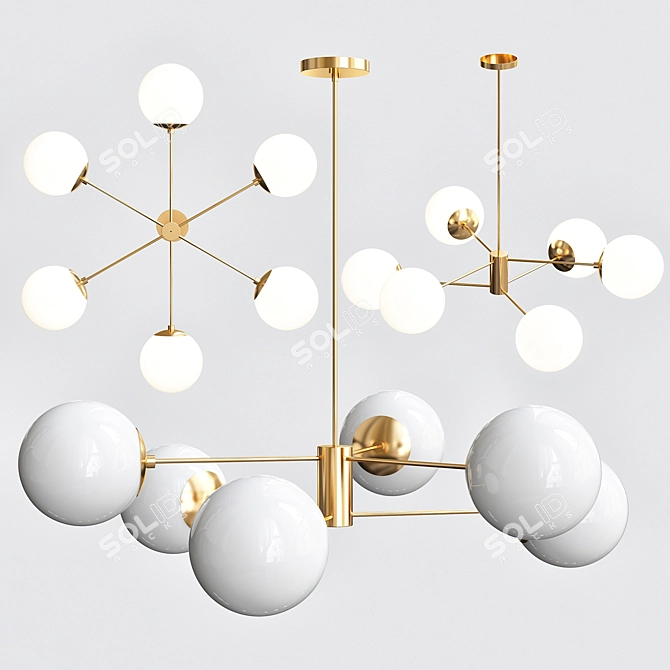 Satin Brass Nyla 6-Light Chandelier 3D model image 1