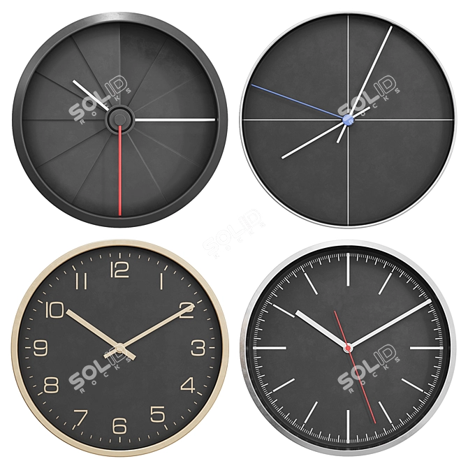 Modern Wall Clock in 300mm Diameter 3D model image 2