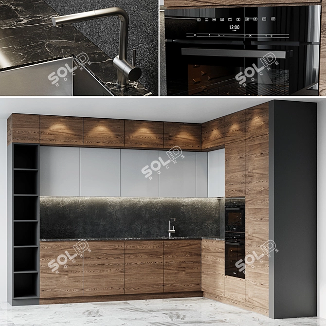 Elegant Kitchen Duo: Blanco Sink & Miele Oven 3D model image 2