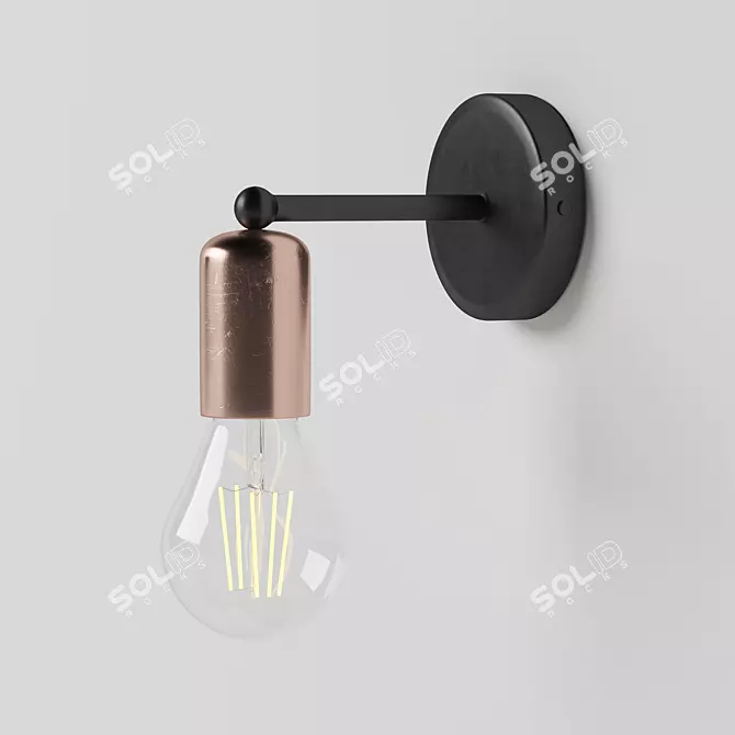 Title: Solido N&B Black Wall Light 3D model image 1