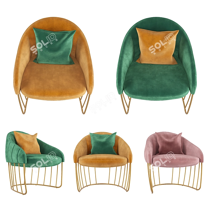 Elegant Tonella Lounge Chair 3D model image 1