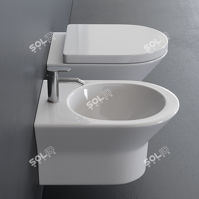 TONO Wall-Hung WC: Sleek Ceramic Bathroom Fixture 3D model image 2