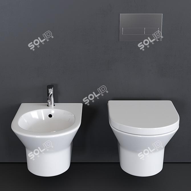 TONO Wall-Hung WC: Sleek Ceramic Bathroom Fixture 3D model image 3