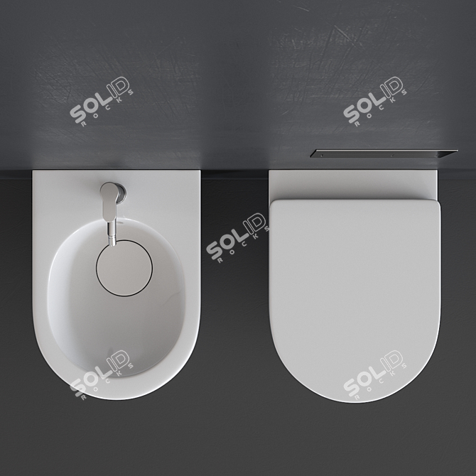 TONO Wall-Hung WC: Sleek Ceramic Bathroom Fixture 3D model image 4