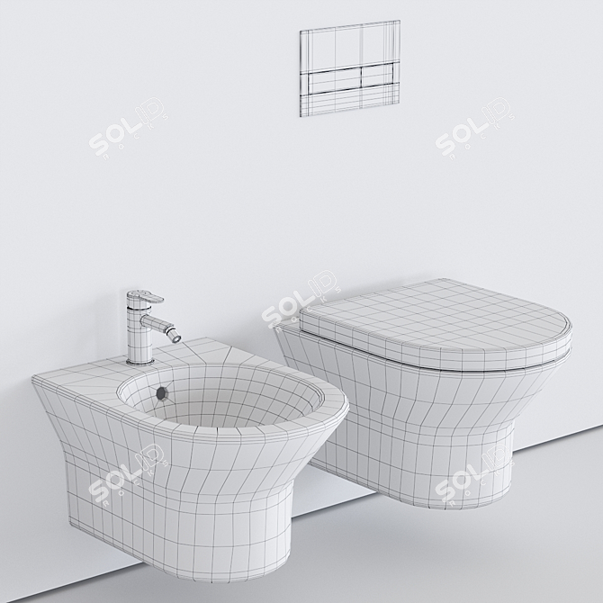 TONO Wall-Hung WC: Sleek Ceramic Bathroom Fixture 3D model image 5