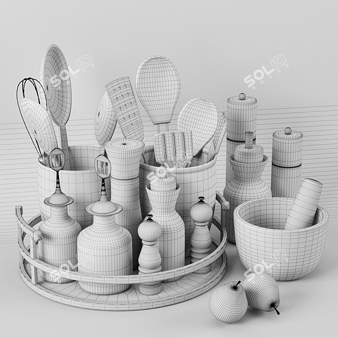 Elegant Kitchen Decor Set 3D model image 3