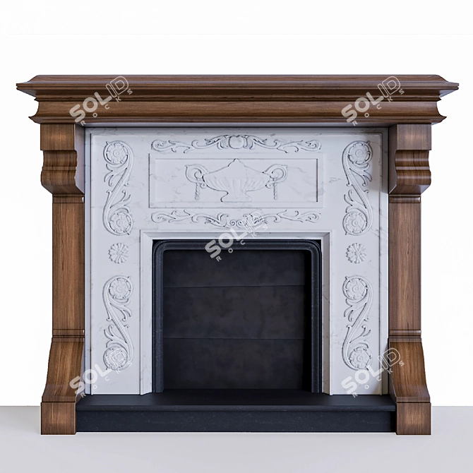 Elegant Fire Hearth: W-1760, D-650, H-1460 3D model image 2
