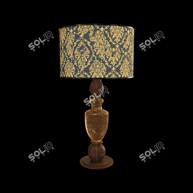 Elegant Wood and Glass Table Lamp 3D model image 1