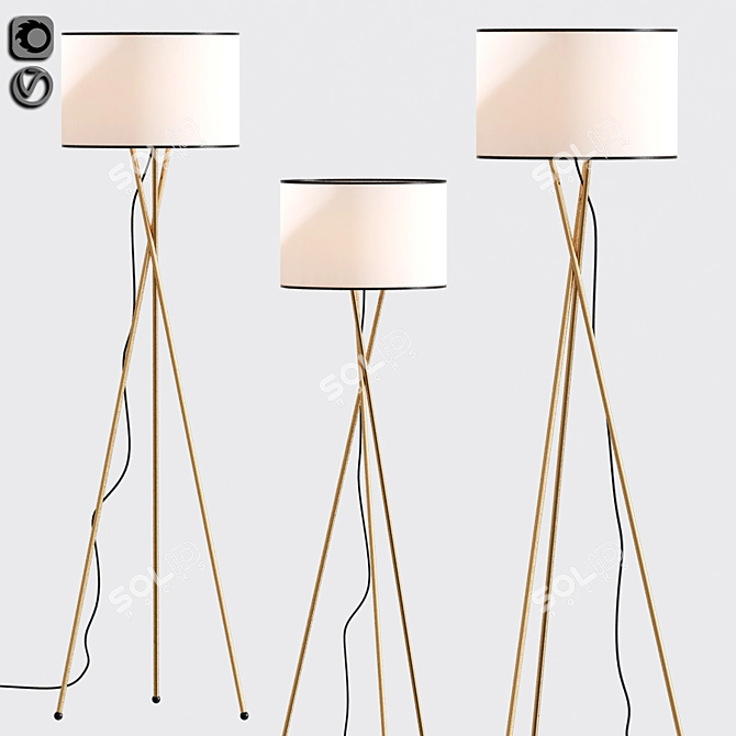 Elegant Clara Tripod Lamp 3D model image 1