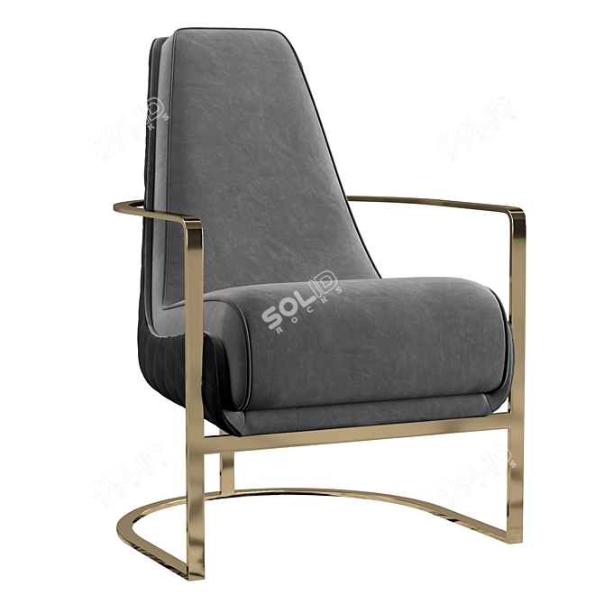 Luxurious Ocadia Velvet Armchair 3D model image 2