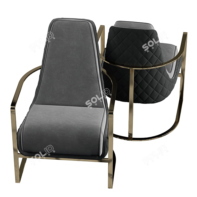 Luxurious Ocadia Velvet Armchair 3D model image 3