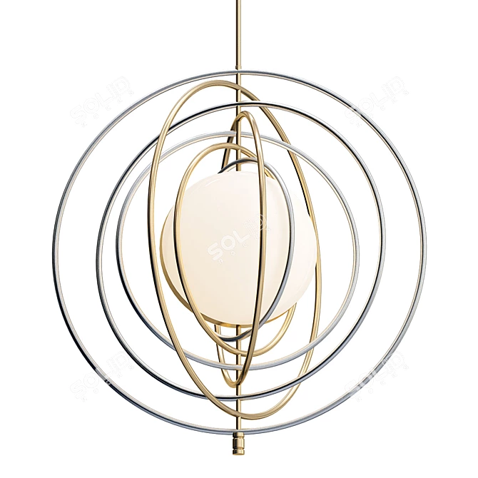 Space Age-inspired Electrum Chandelier 3D model image 1