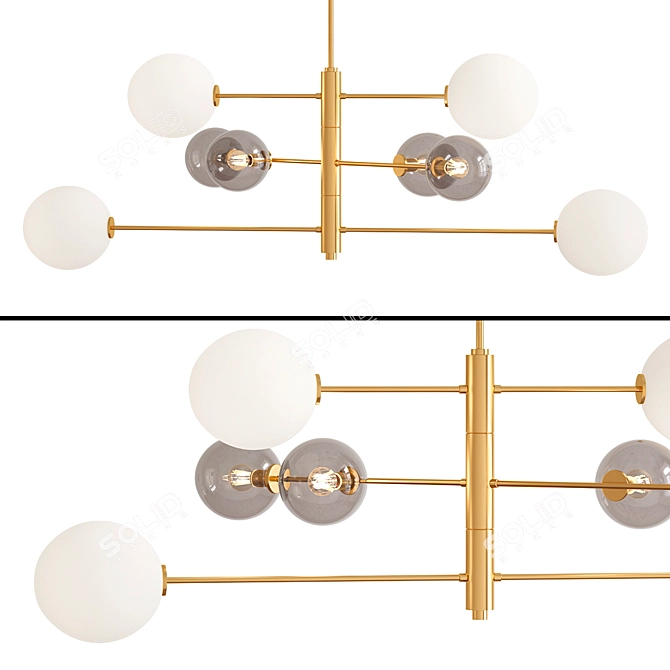 Elegant Brass & Glass Pendant 3D model image 1