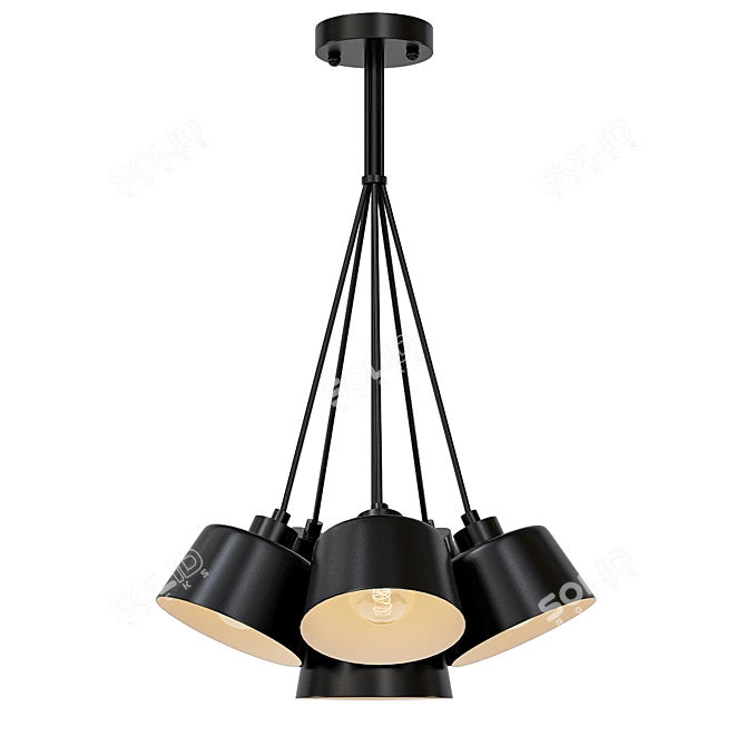 Modern Black Pendant Light 3D model image 1