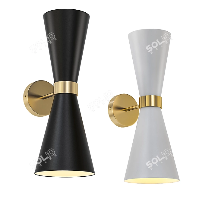 Modern Gold Black White Metal Wall Sconce 3D model image 1