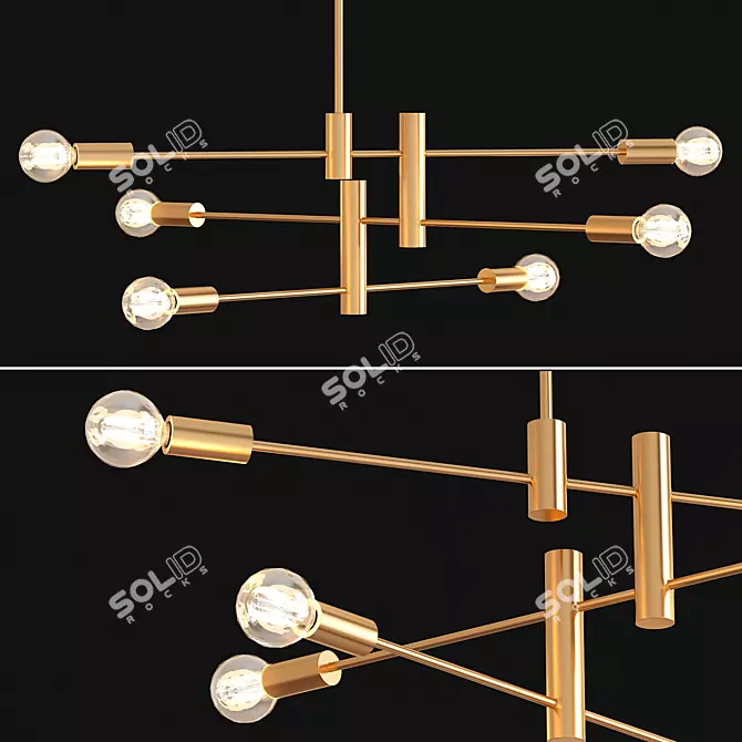 Elegant Three-Tier Bronze Ceiling Pendant 3D model image 1