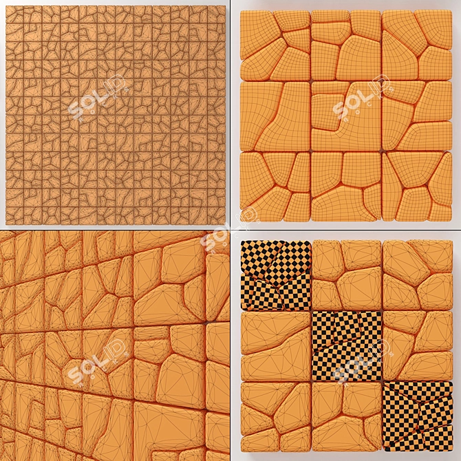 Multifaceted Stone Wall Décor 3D model image 5