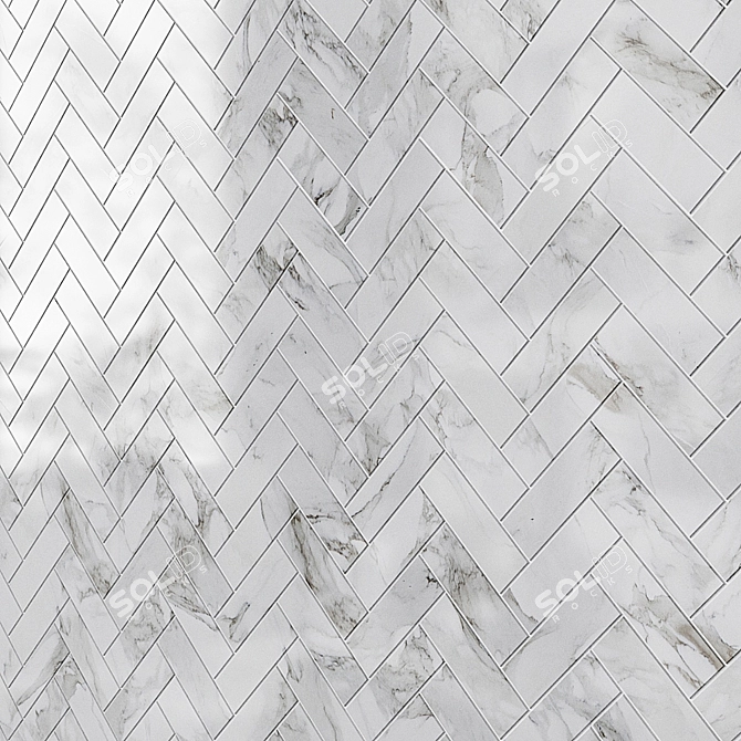 Elegant Carrara Marble Tile 3D model image 2
