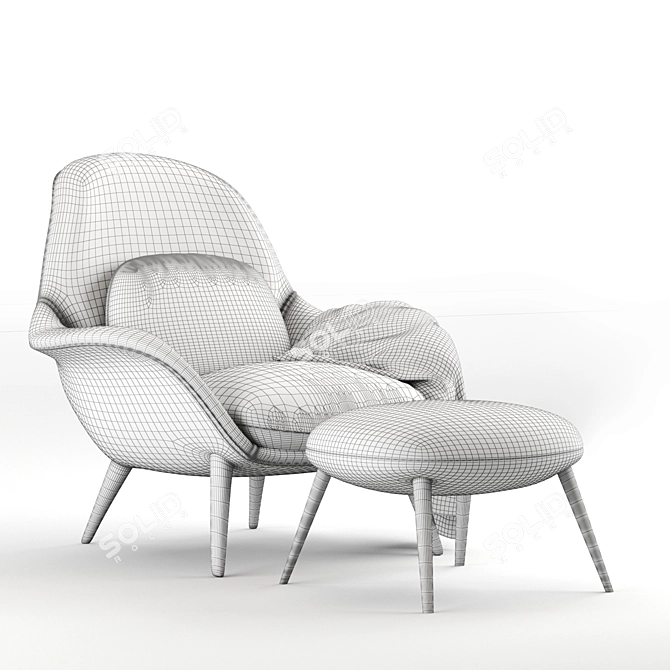 Danish Elegance: Fredericia Swoon Lounge 3D model image 4