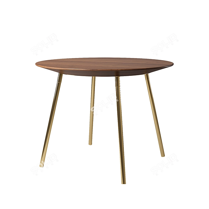 Golden Leg Round Wooden Table 3D model image 1