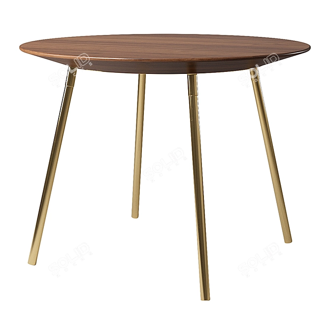 Golden Leg Round Wooden Table 3D model image 2