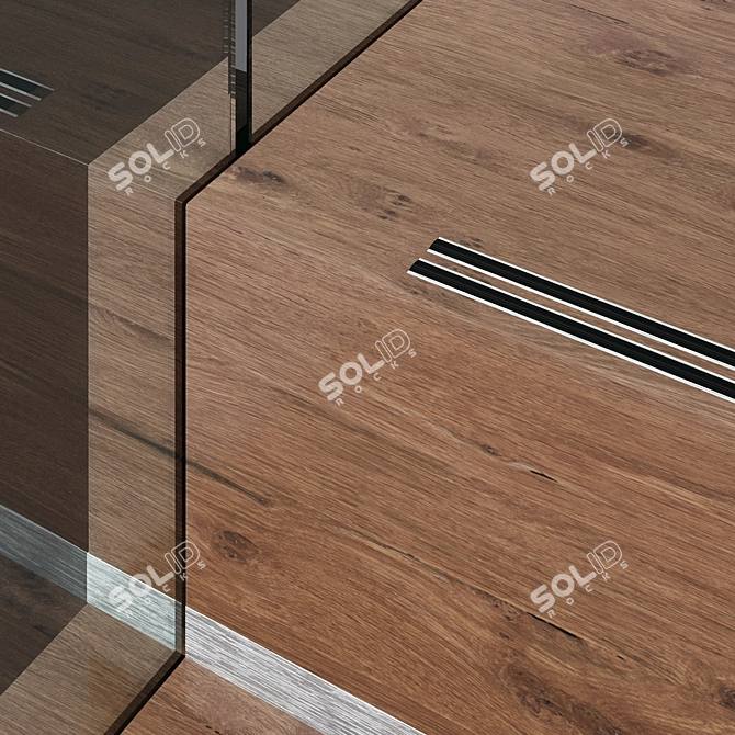 Sleek Glass & Wood Modern Staircase 3D model image 6