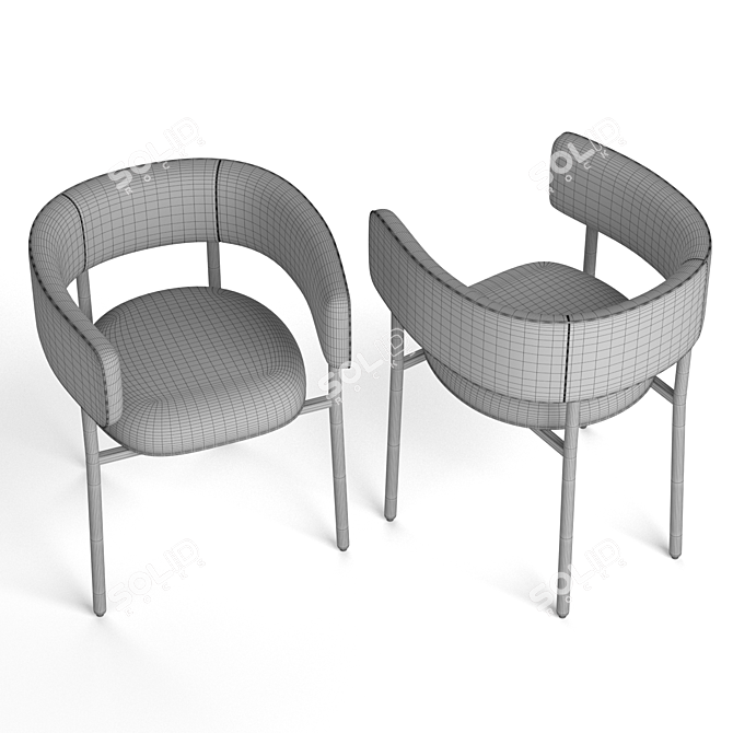 Bold Font Armchair: High-Quality, Detailed 3D Model 3D model image 5