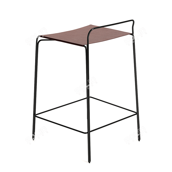 Sleek Leather Counter Stool 3D model image 3