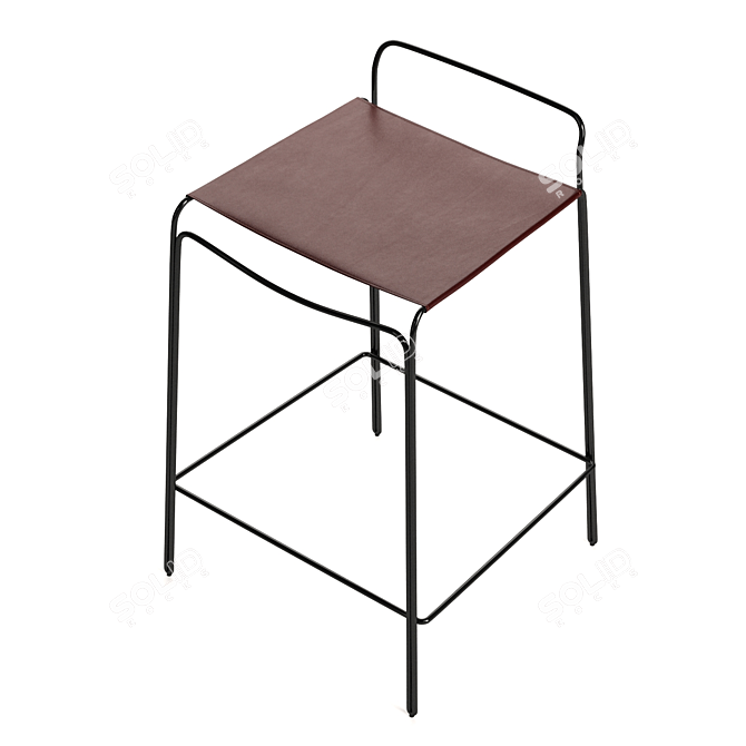 Sleek Leather Counter Stool 3D model image 4