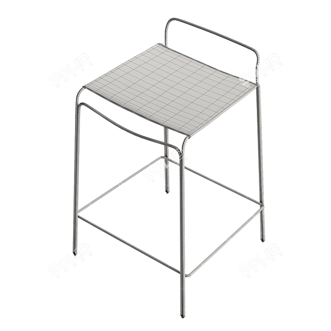 Sleek Leather Counter Stool 3D model image 5