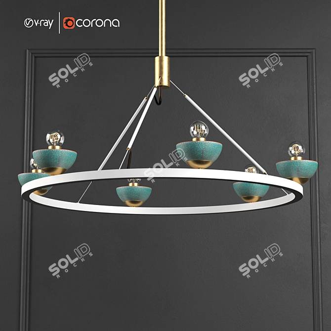 Elegant Roseland Ceiling Light 3D model image 1